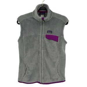 Patagonia Full Zip‎ Vest Gray Purple Trim Womens Large
